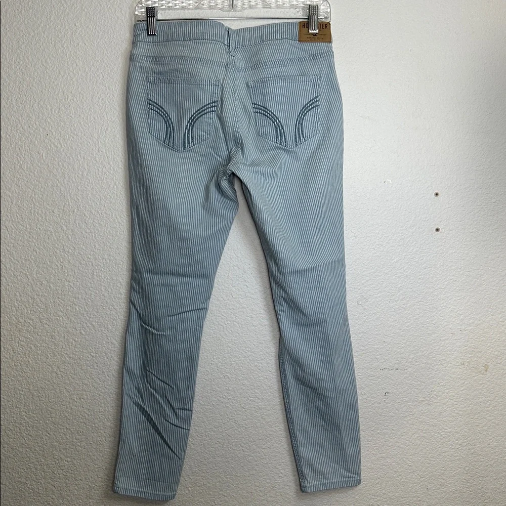 Hollister Crop Blue Stripe Jeans Distressed Womens 28‎ Skinny Denim